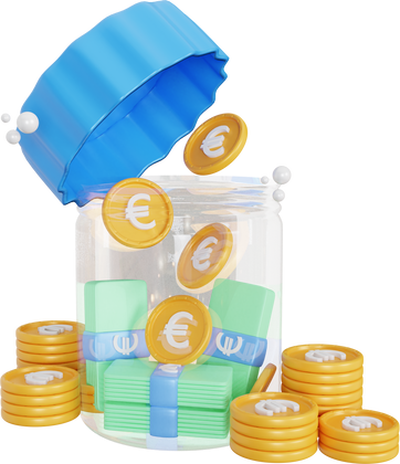 3d euro save money icon illustration object